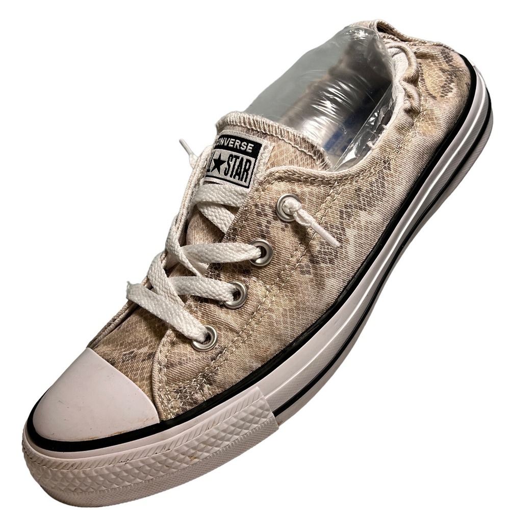 Converse CTAS Shoreline Slip On Shoe Womens 10 Snake Print Pale Putty Grey